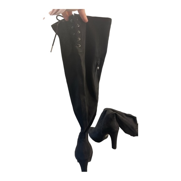 Torrid Wide Calf Black Knee High Platform Boots, Womens Size 8 1/2 - Picture 6 of 9